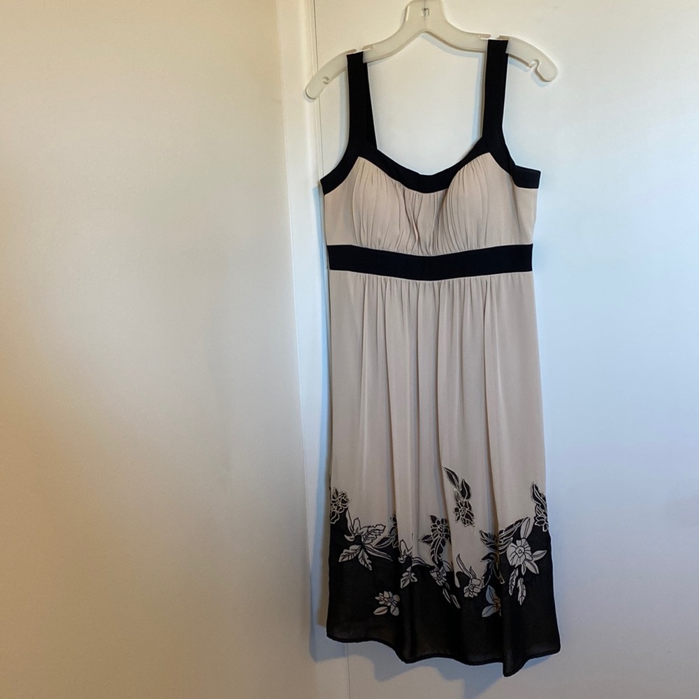 Dress Barn sleeveless dress, cream and black, size 10